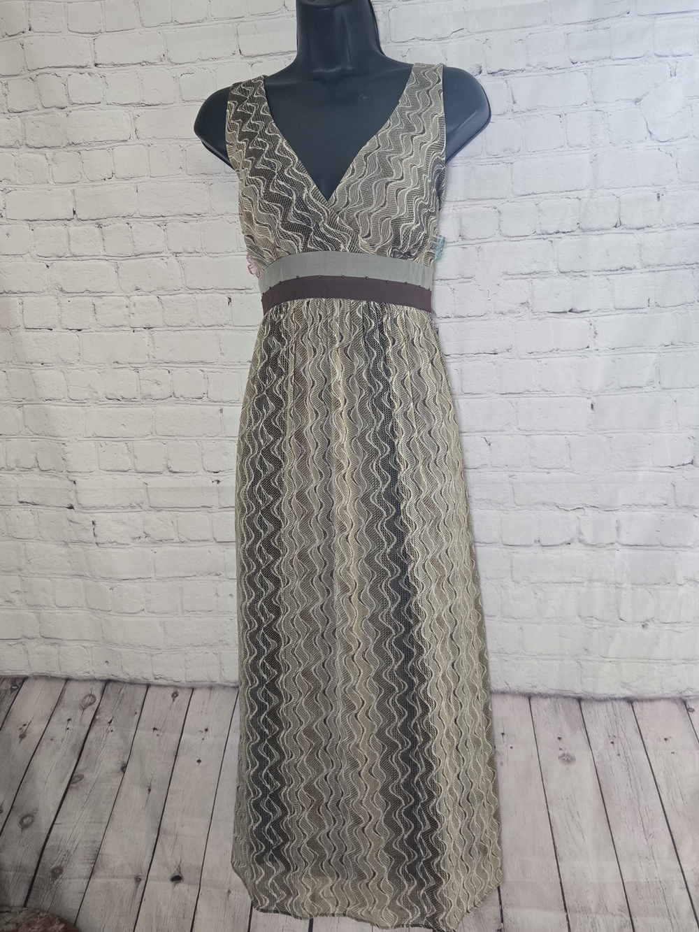jonathan martin 10 olive brown Dress Empire Milkmaid Grecian Boho CottageCore